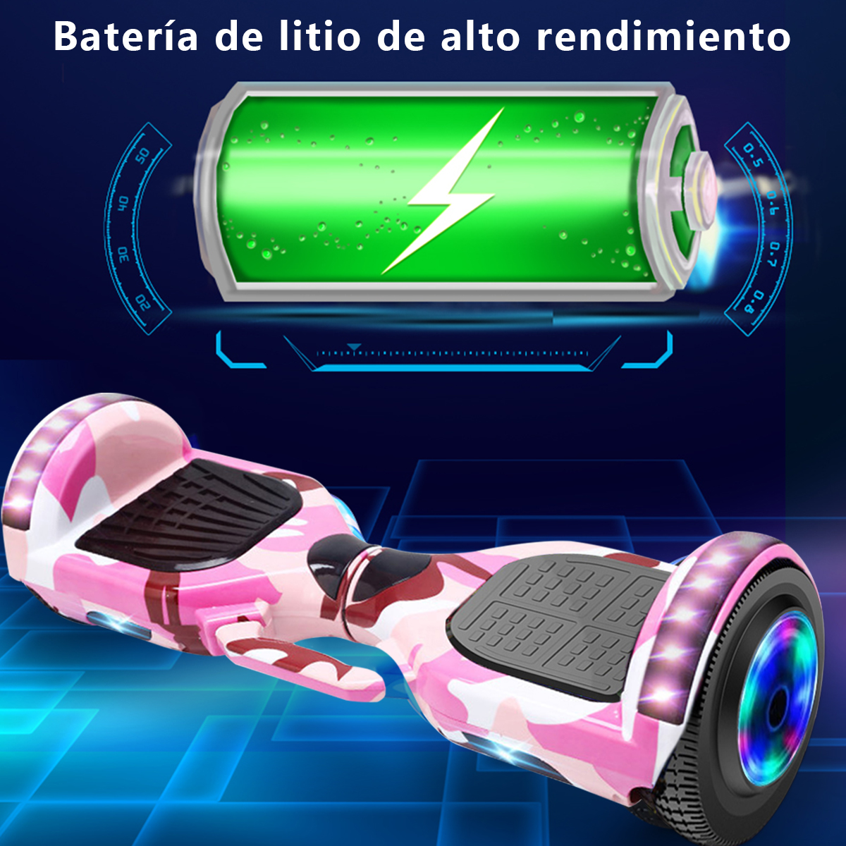 Foto 6 pulgar | Hoverboard Scooter Electrico Con Bluetooth Con Luces Led Y Barra Para Sostenerse Color Rosa