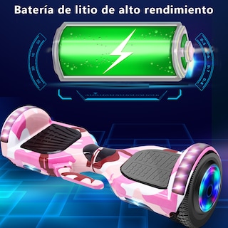 Foto 5 | Hoverboard Scooter Electrico Con Bluetooth Con Luces Led Y Barra Para Sostenerse Color Rosa