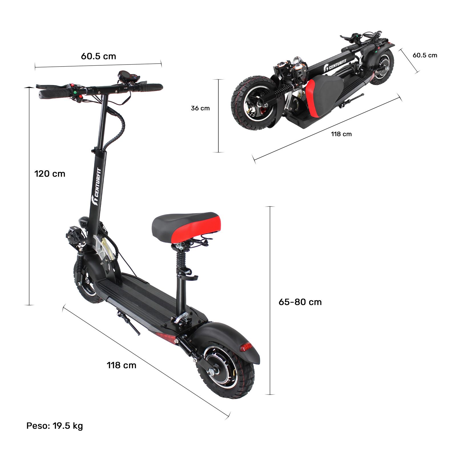 Foto 4 pulgar | Scooter Electrico Con Asiento Luz Led Usb Alarma 48 Km/h