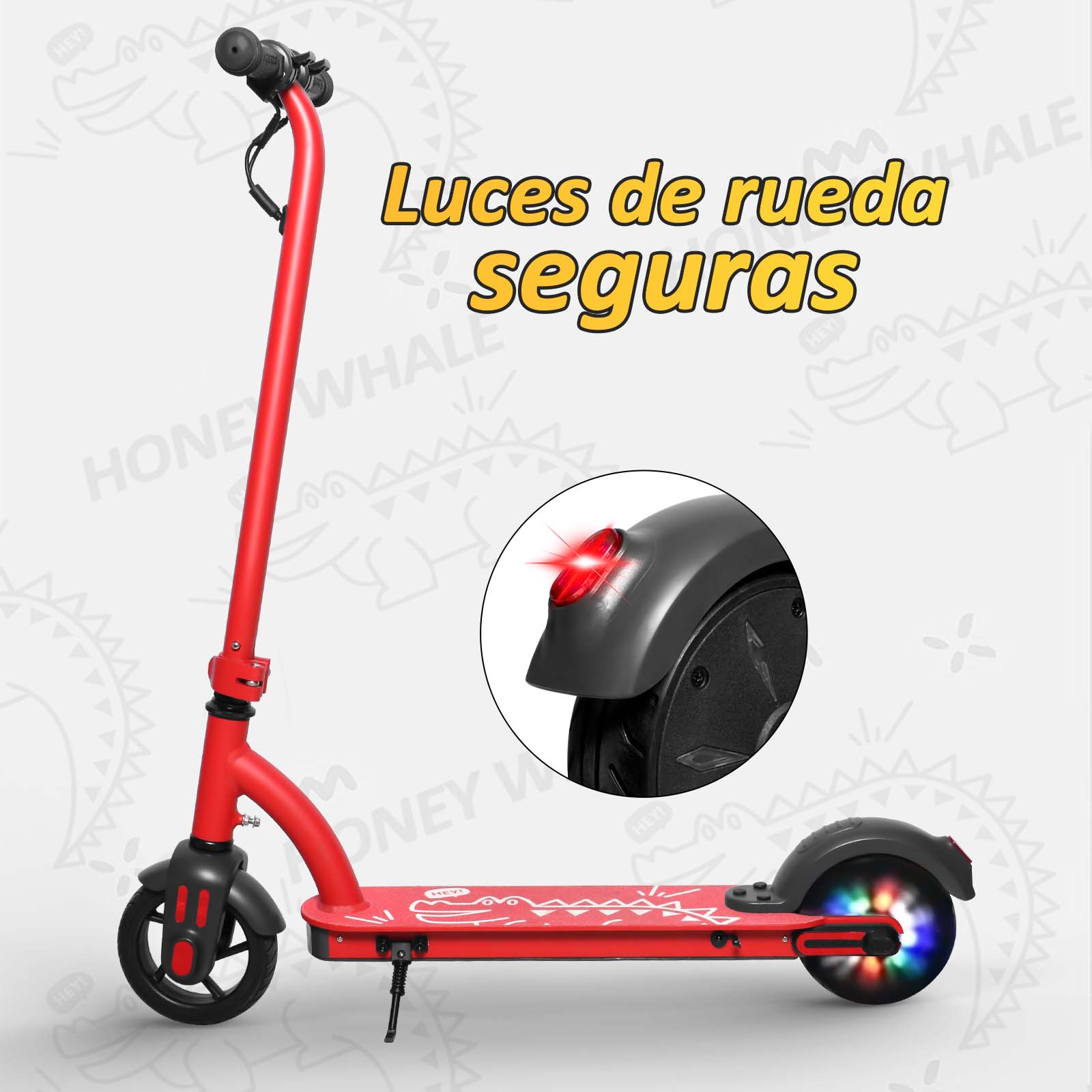 Foto 6 pulgar | Scooter Eléctrico Honey Whale Para Niños 100w E6 color Rojo