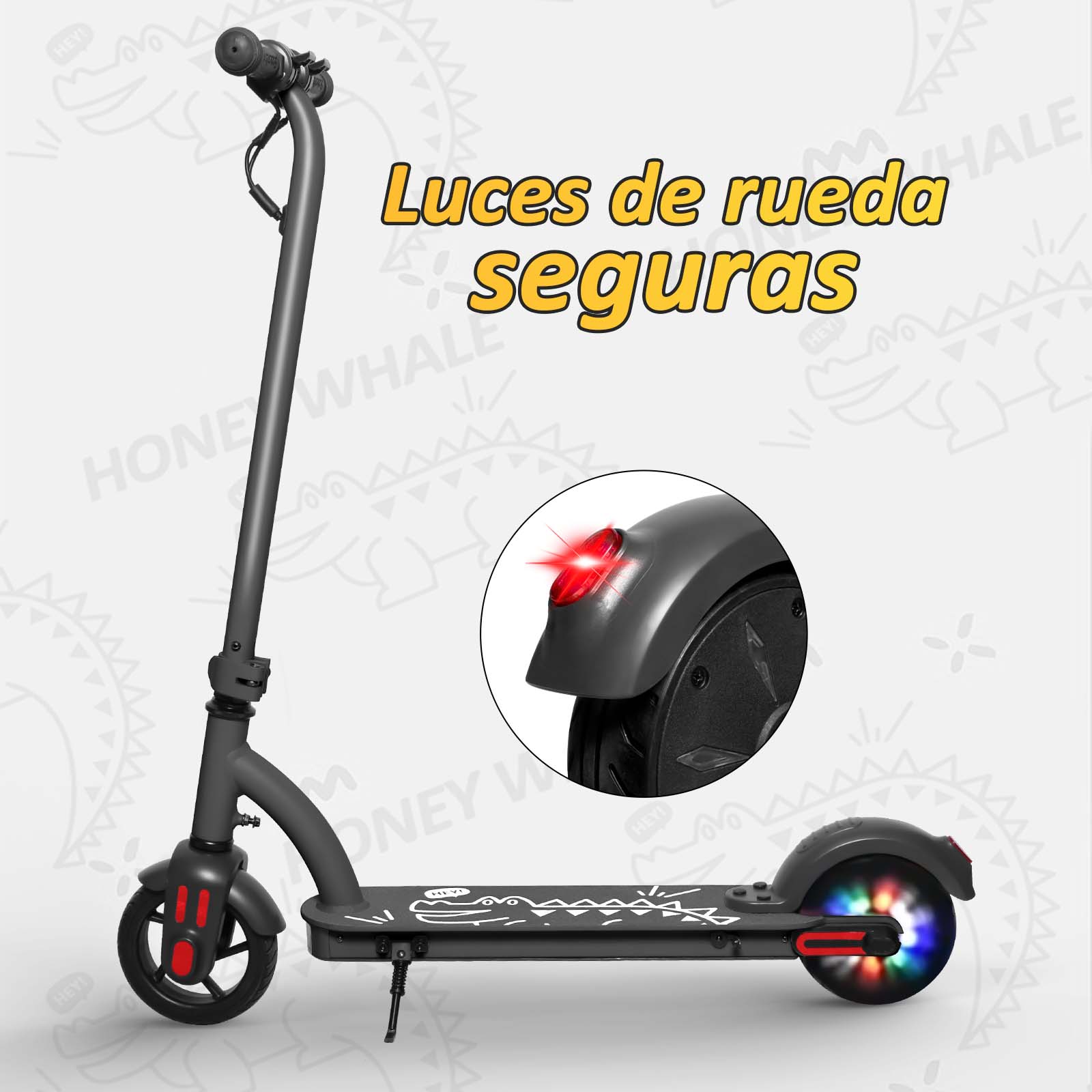 Foto 6 | Scooter Eléctrico Honey Whale Para Niños 100w E6 Gris