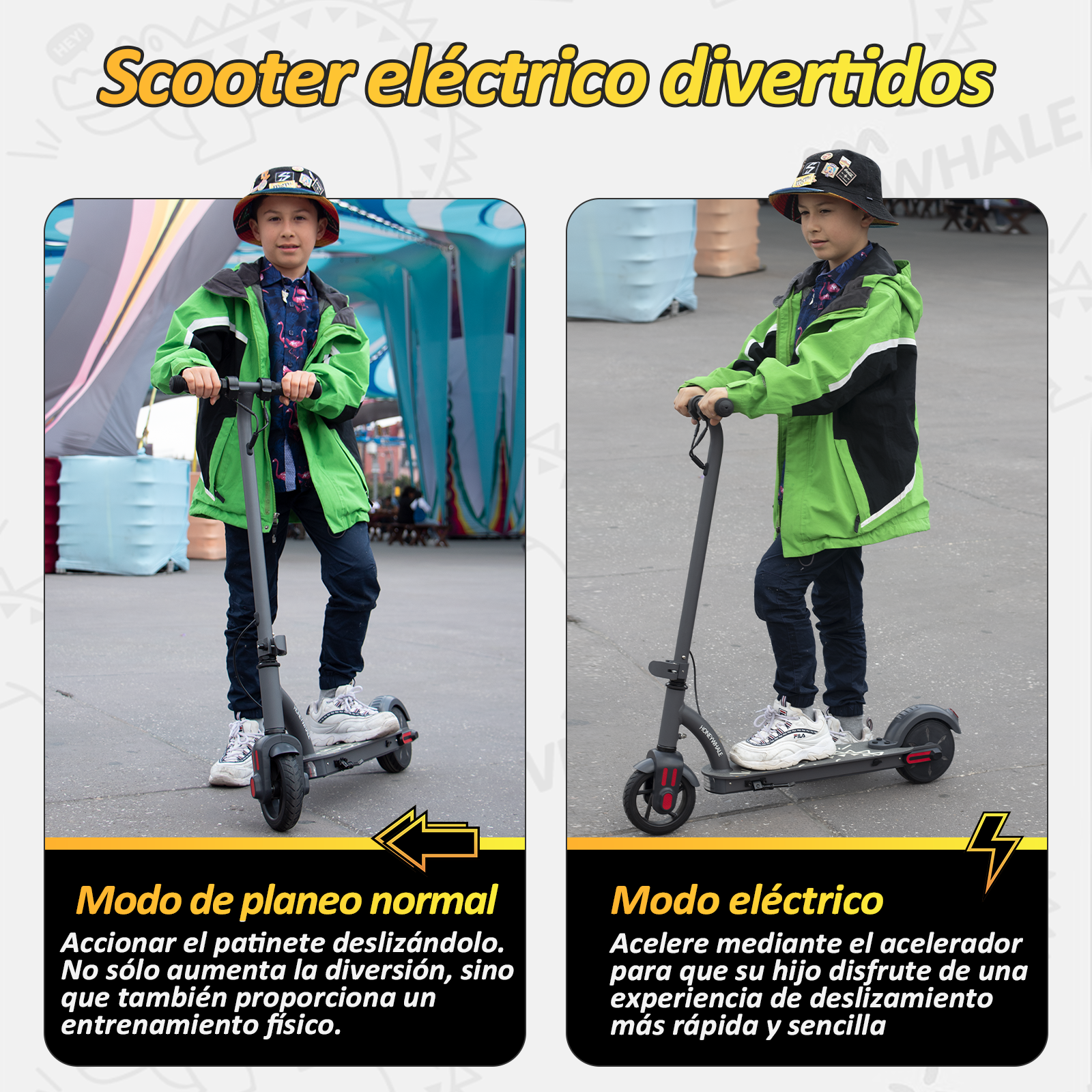 Foto 7 | Scooter Eléctrico Honey Whale Para Niños 100w E6 Gris