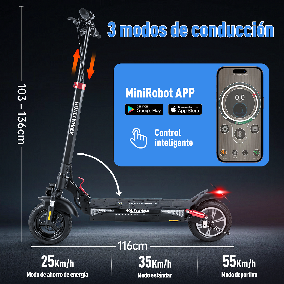 Foto 4 pulgar | Scooter Eléctrico Honey Whale T4 color Negro