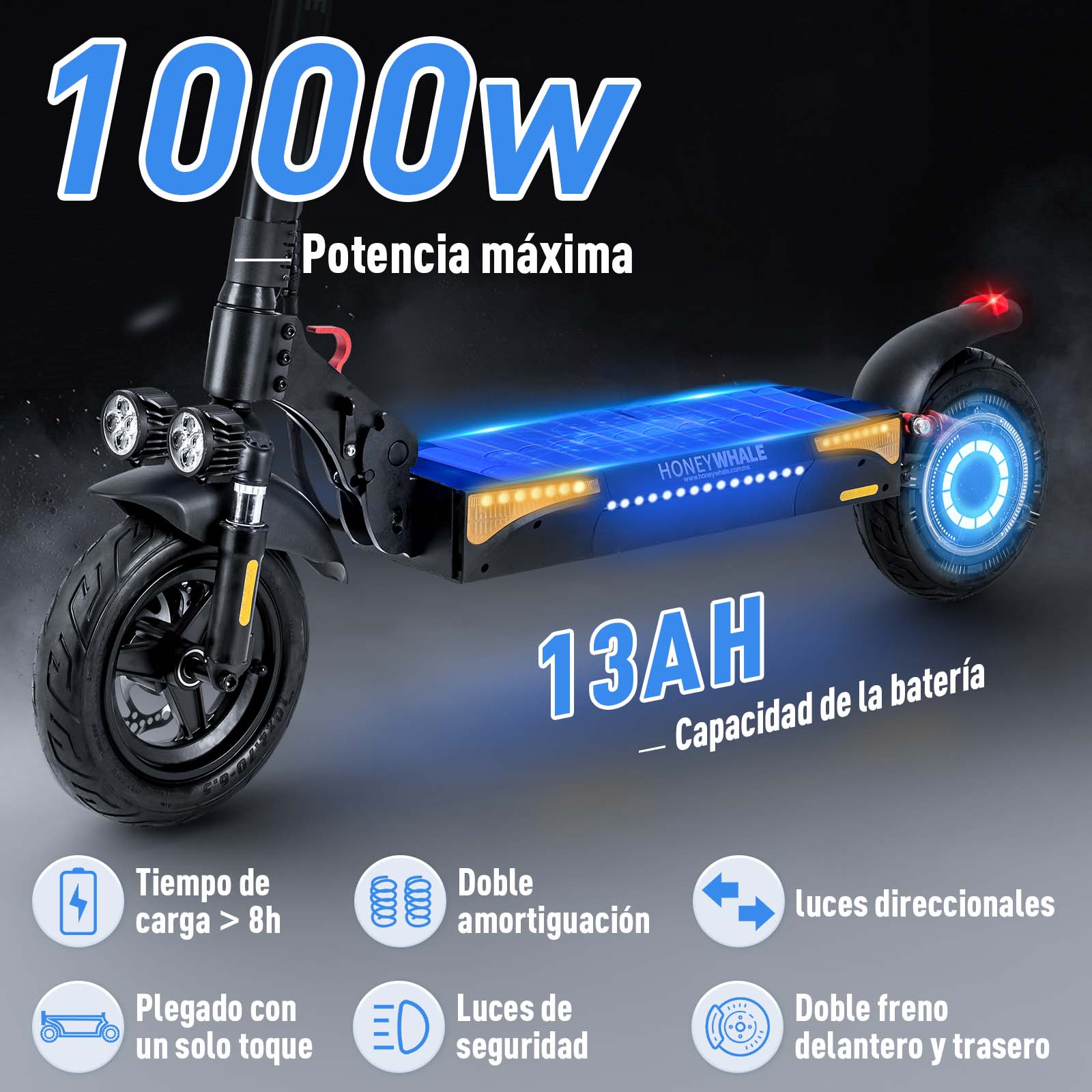 Foto 5 pulgar | Scooter Eléctrico Honey Whale T4 color Negro