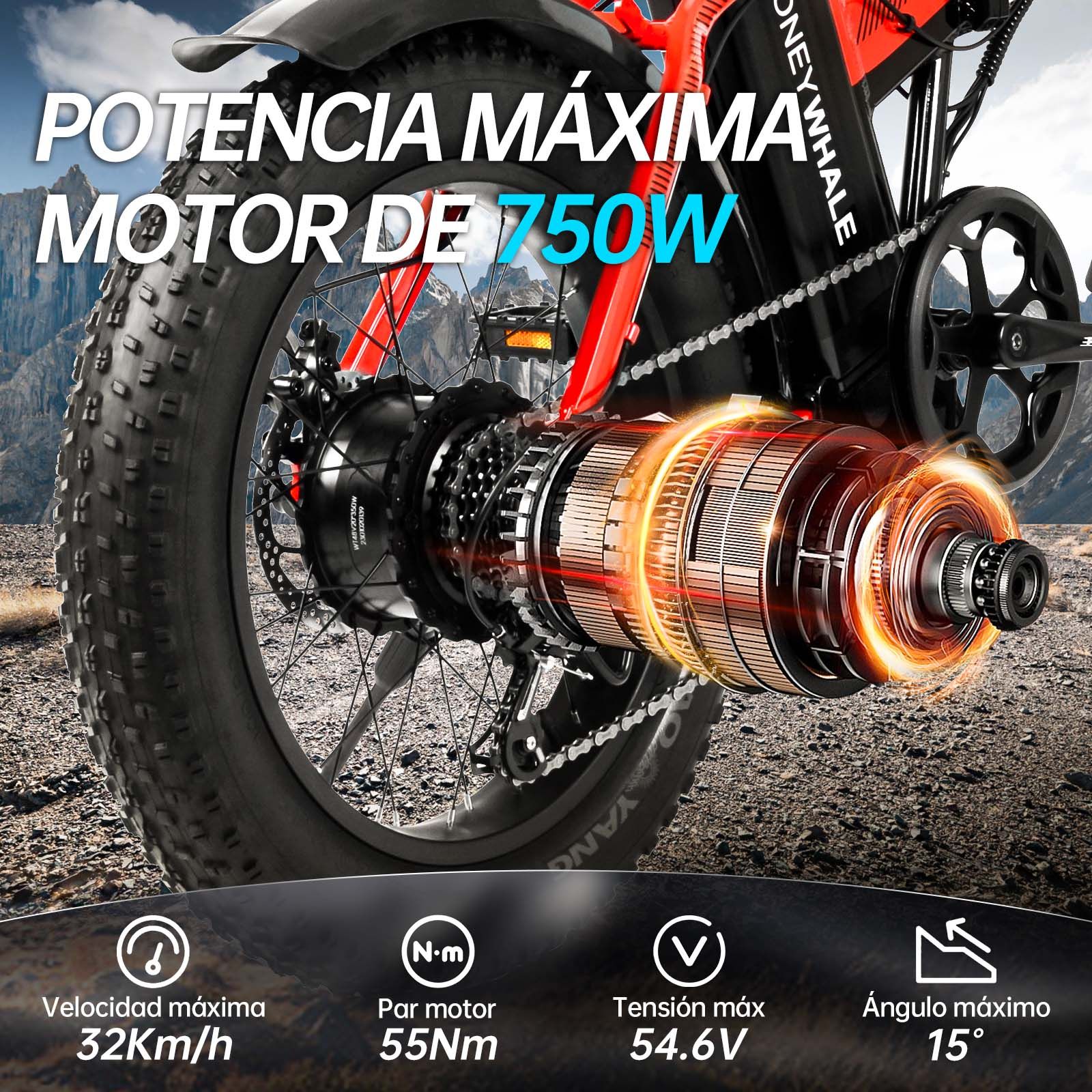 Foto 4 pulgar | Bicicleta Eléctrica Honey Whale F6 Pro color Rojo Plegable