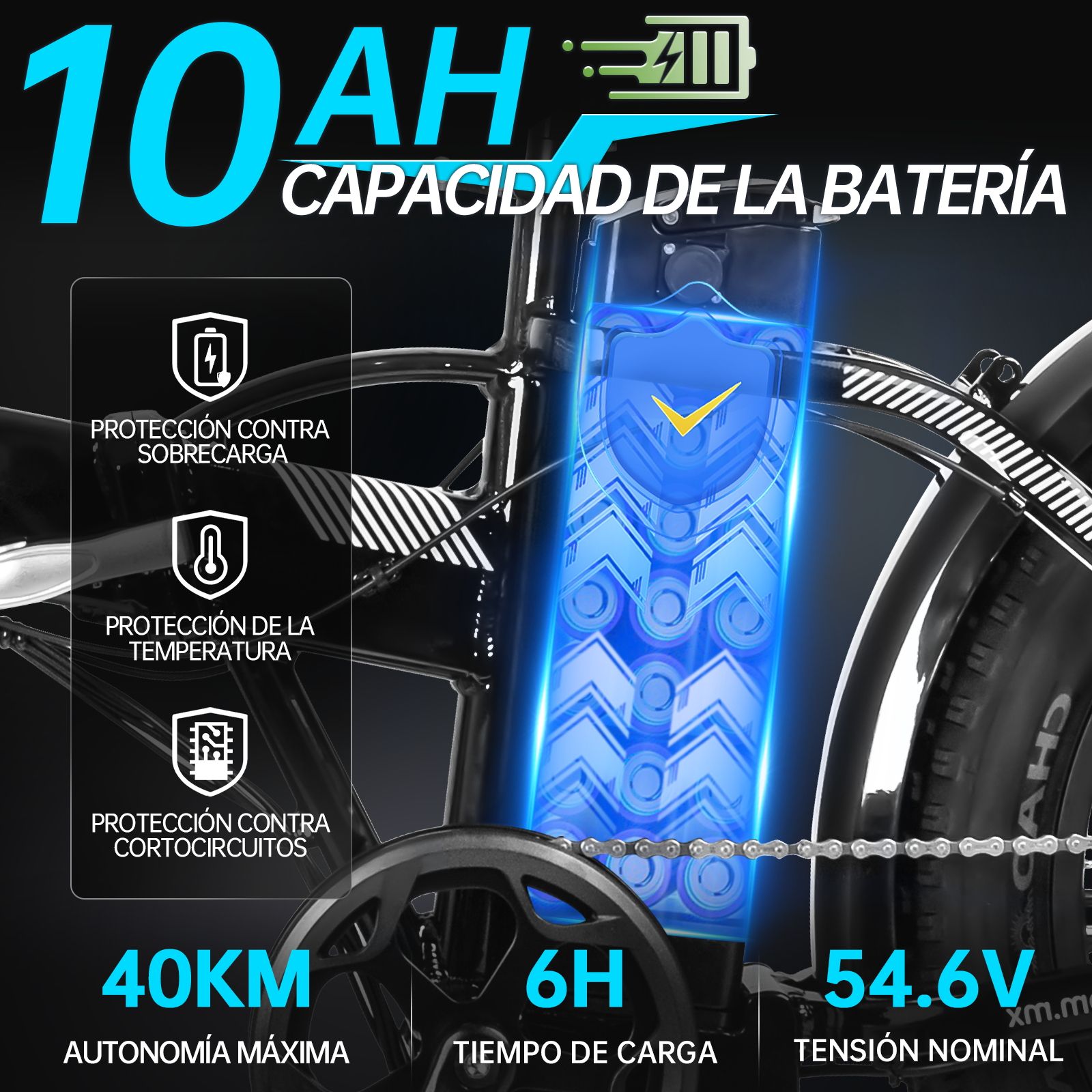 Foto 4 pulgar | Bicicleta Eléctrica Plegable Honey Whale F6 Pro color Negro