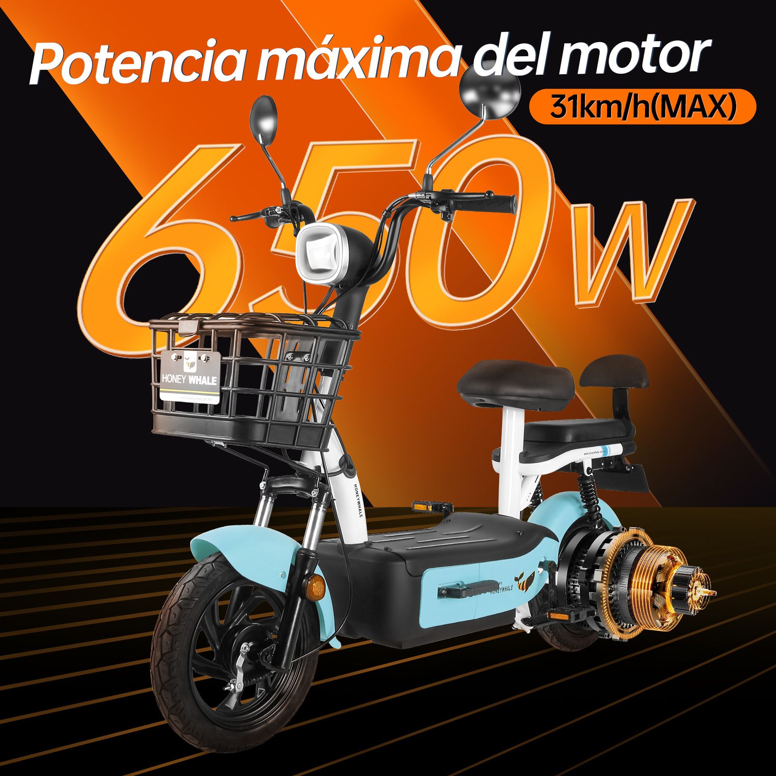 Foto 4 | Motobici Eléctrica Honey Whale U1S color Azul