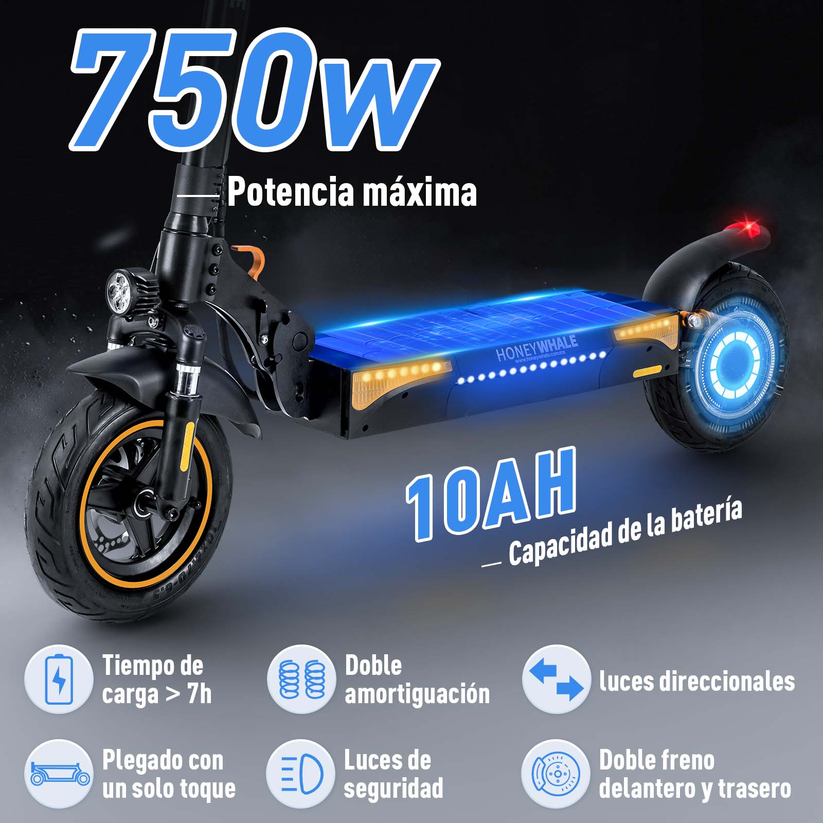 Foto 4 pulgar | Scooter Eléctrico Honey Whale T4-a color Negro