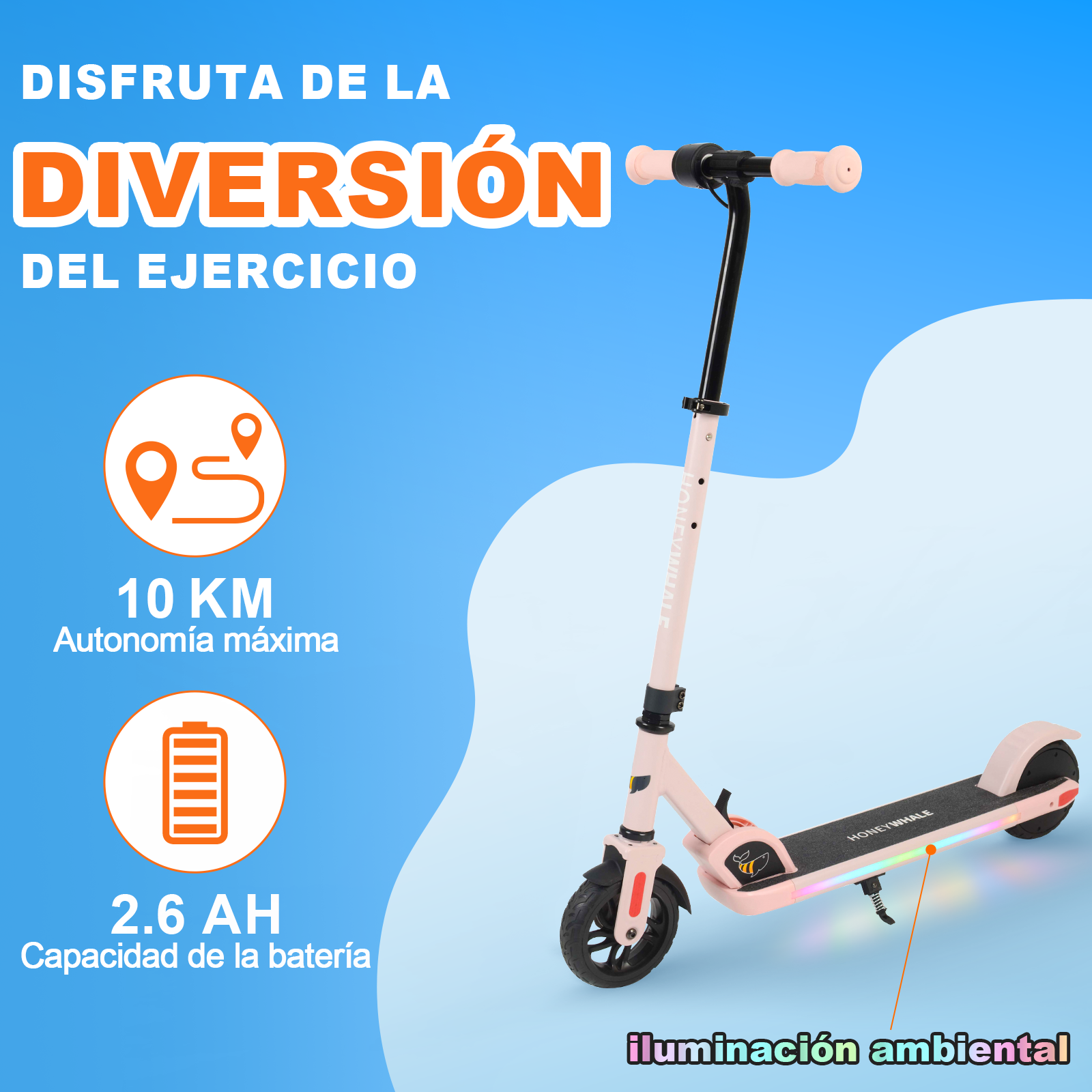 Foto 5 | Scooter Eléctrico Honey Whale E10 Rosa