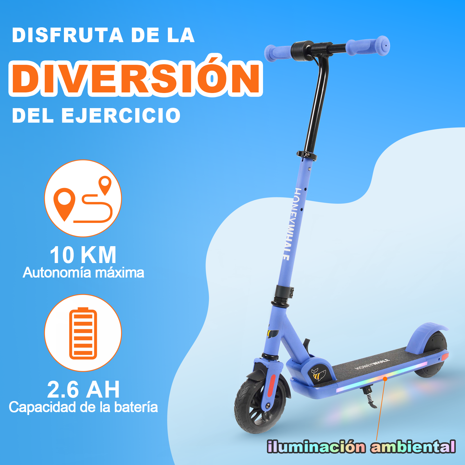 Foto 5 | Scooter Eléctrico Honey Whale E10 Azul