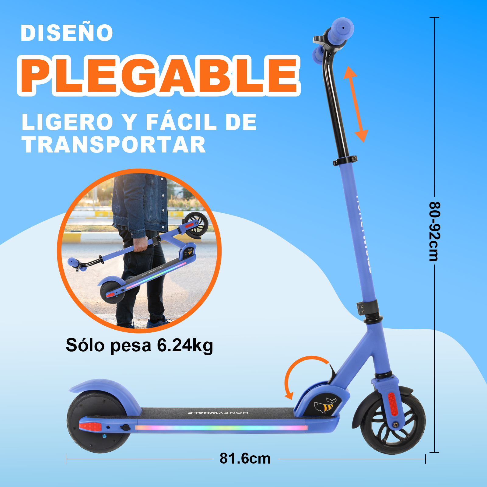 Foto 7 pulgar | Scooter Eléctrico Honey Whale E10 Azul