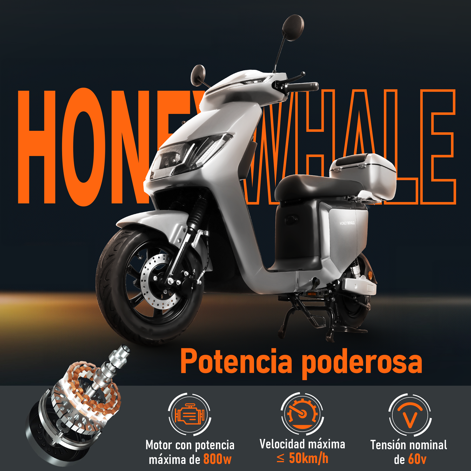 Foto 2 | Motobici Eléctrica Honey Whale I009 Gris
