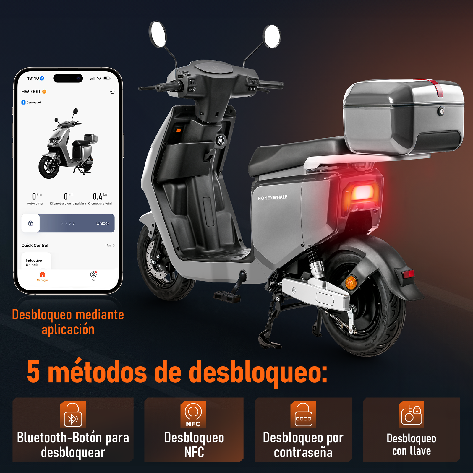 Foto 4 | Motobici Eléctrica Honey Whale I009 Gris