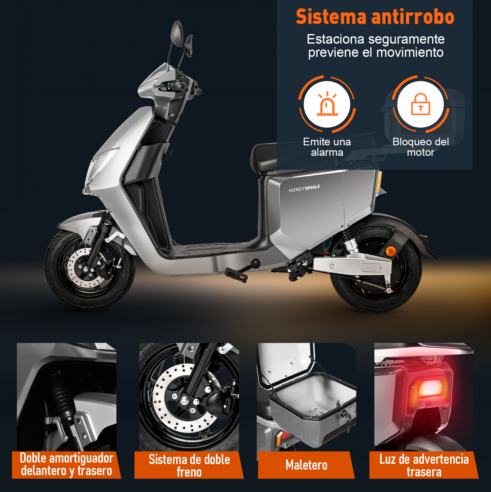 Foto 5 | Motobici Eléctrica Honey Whale I009 Gris