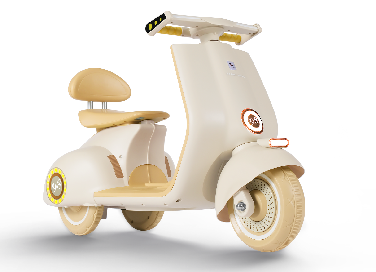 Mini Moto Eléctrica Vintage Infantil Honey Whale Bdq-916 Beige