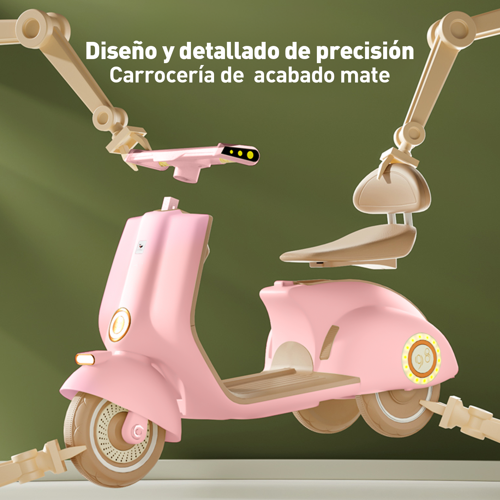 Foto 7 | Mini Moto Eléctrica Vintage Infantil Honey Whale Bdq-916 Rosa