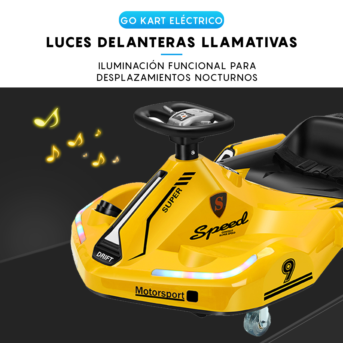 Foto 9 pulgar | Go Kart Eléctrico Infantil Honey Whale K1 Amarillo