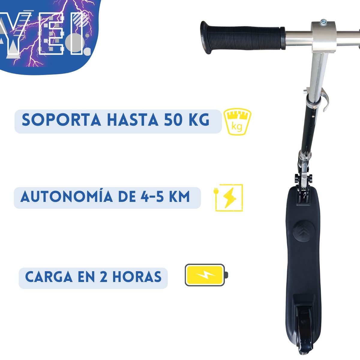 Foto 3 pulgar | Monopatín Scooter Eléctrico Yei YEI-PAEL01BK-50KG 100w color Negro