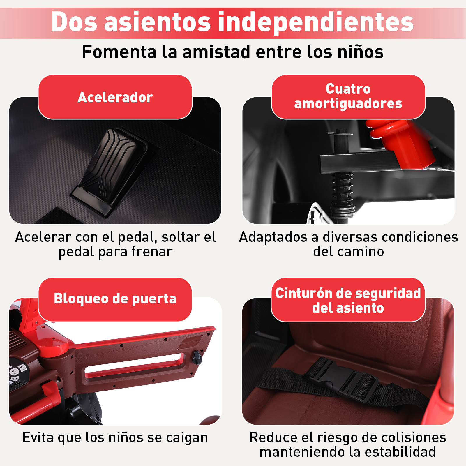 Foto 5 pulgar | Montable Electrico A Control Remoto Infantil Honey Whale Bdq-1200 Rojo