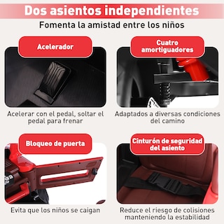 Foto 4 | Montable Electrico A Control Remoto Infantil Honey Whale Bdq-1200 Rojo