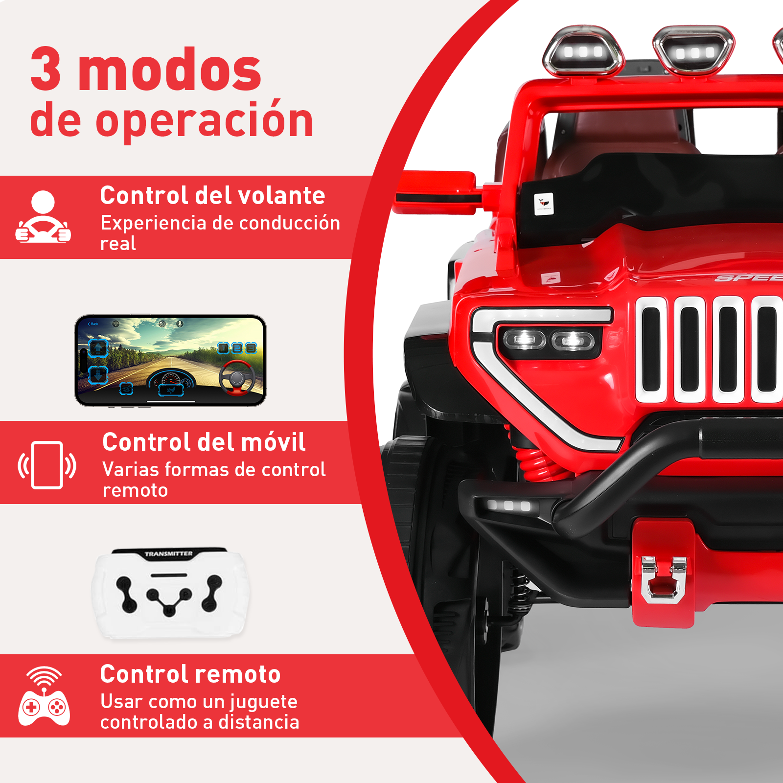Foto 5 | Montable Electrico A Control Remoto Infantil Honey Whale Bdq-1200 Rojo
