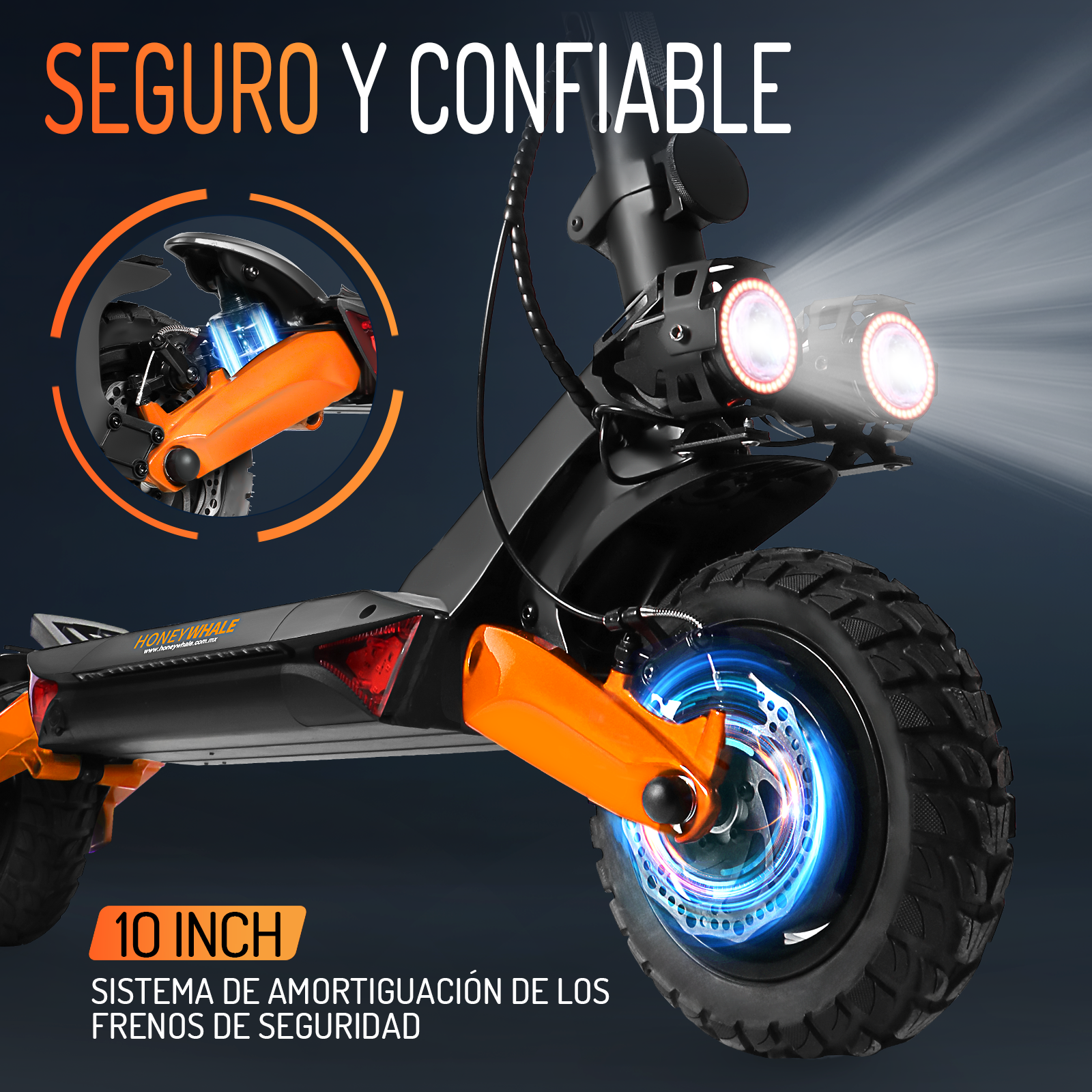 Foto 5 pulgar | Scooter Eléctrico Honey Whale T8-A Naranja