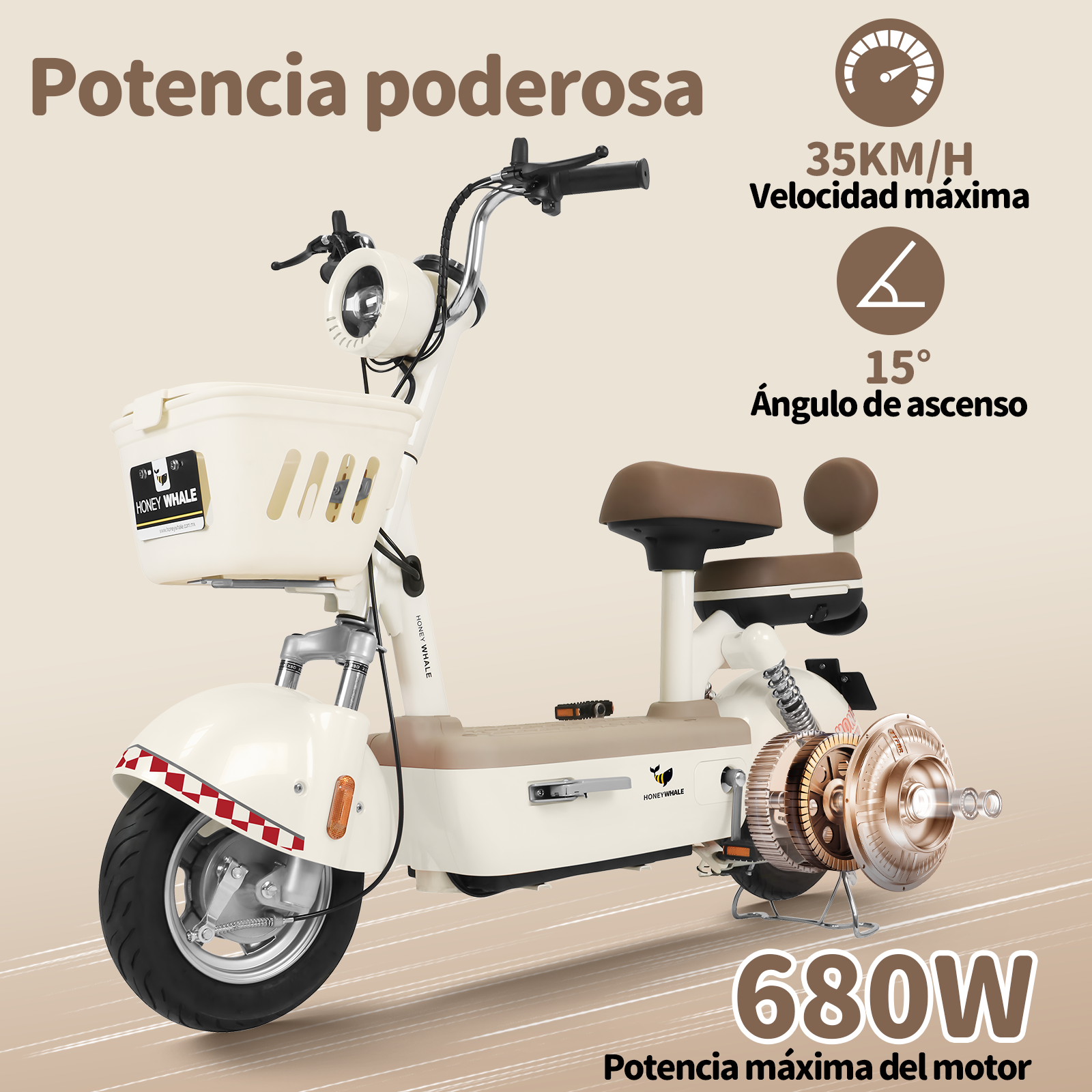 Foto 2 | Motobici Eléctrica Honey Whale U4s Blanco