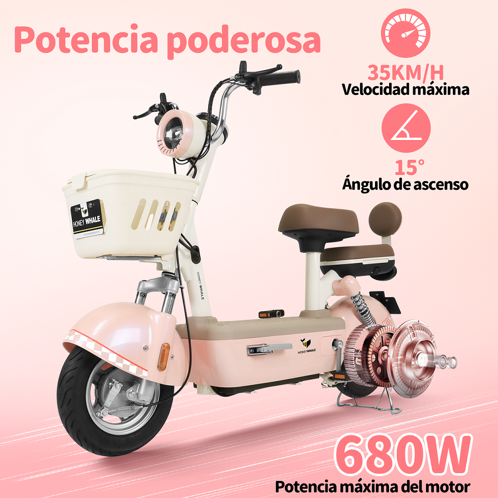 Foto 2 | Motobici Eléctrica Honey Whale U4s Rosa