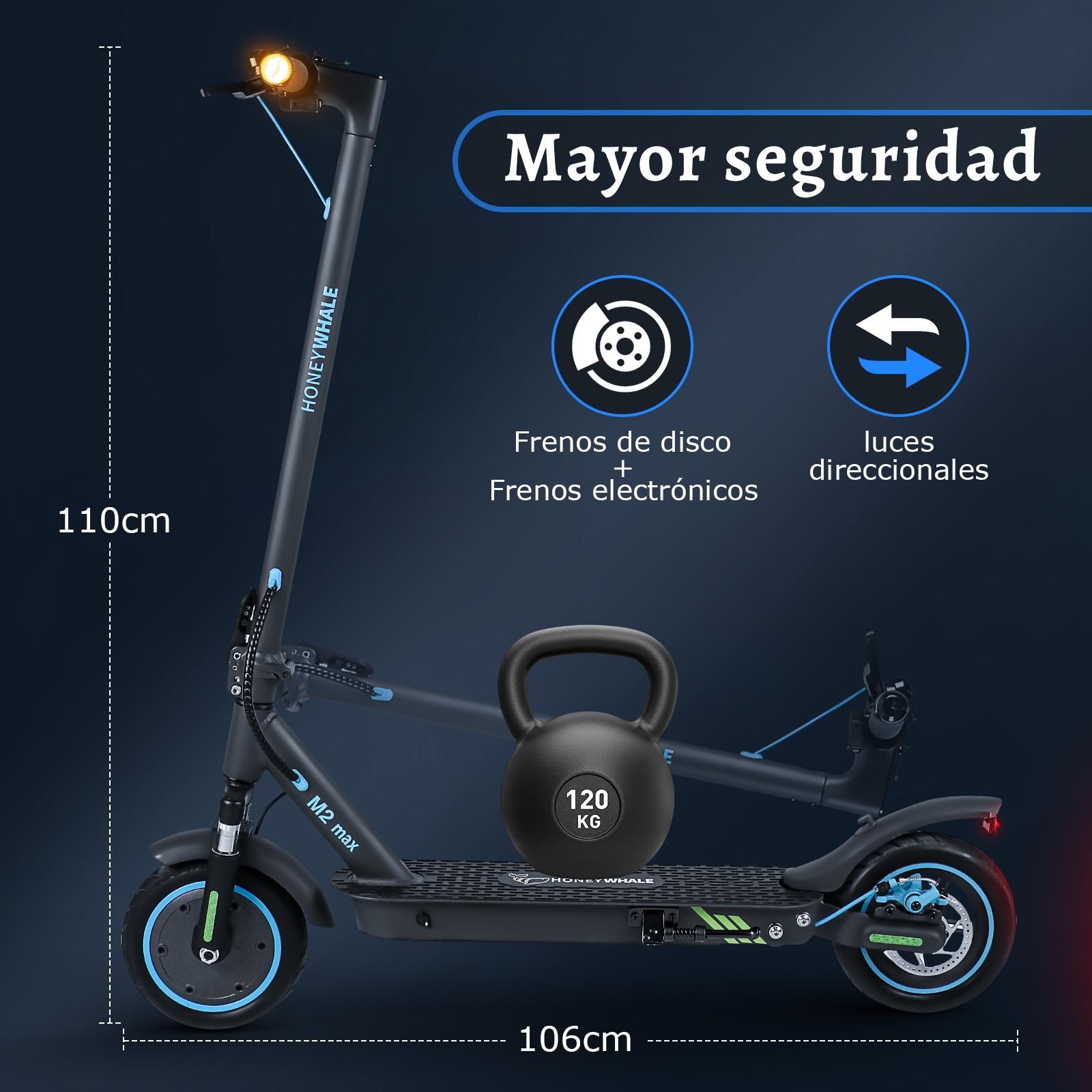 Foto 6 | Scooter Eléctrico Honey Whale Smart M2-max Negro