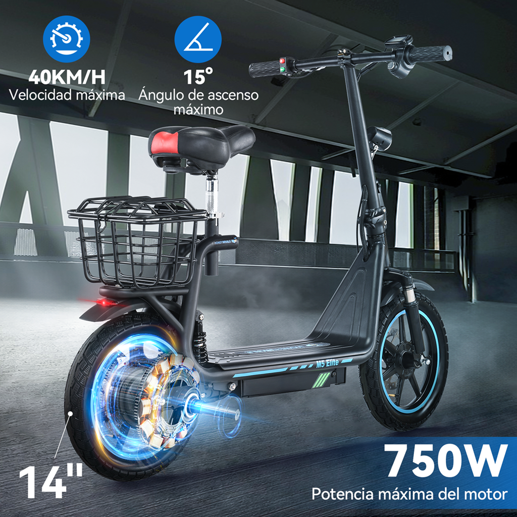 Foto 5 pulgar | Scooter Eléctrico Plegable Honey Whale M5 Elite Negro