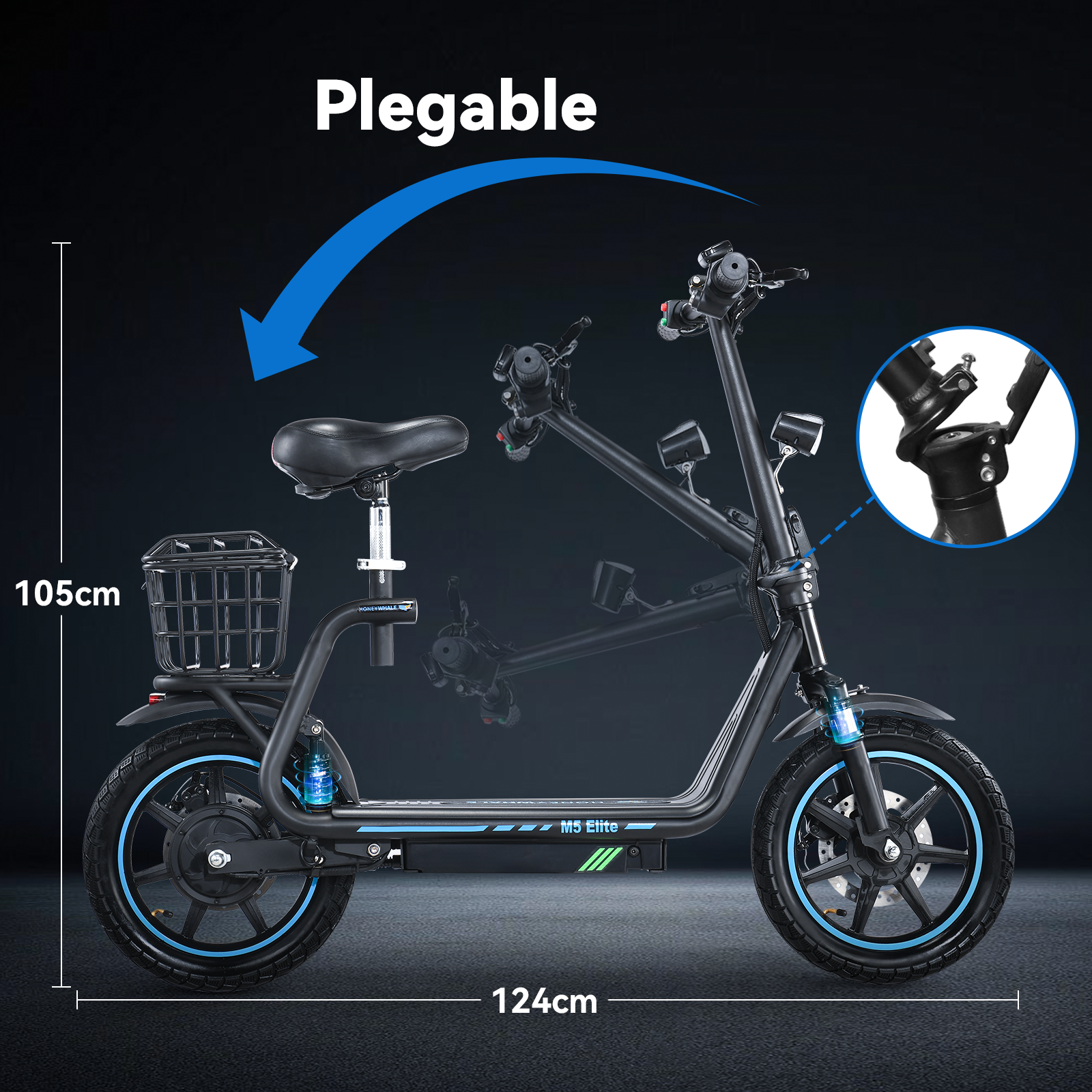 Foto 6 | Scooter Eléctrico Plegable Honey Whale M5 Elite Negro