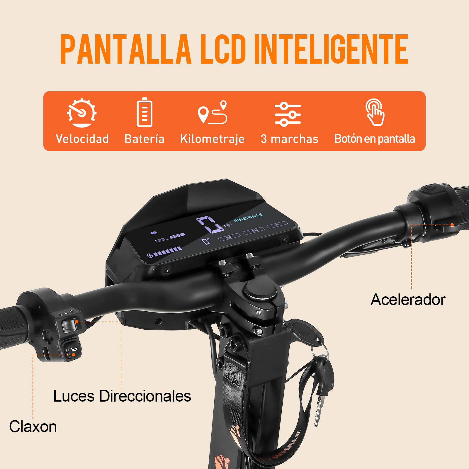 Foto 4 | Scooter Eléctrico Honey Whale H4 Naranja