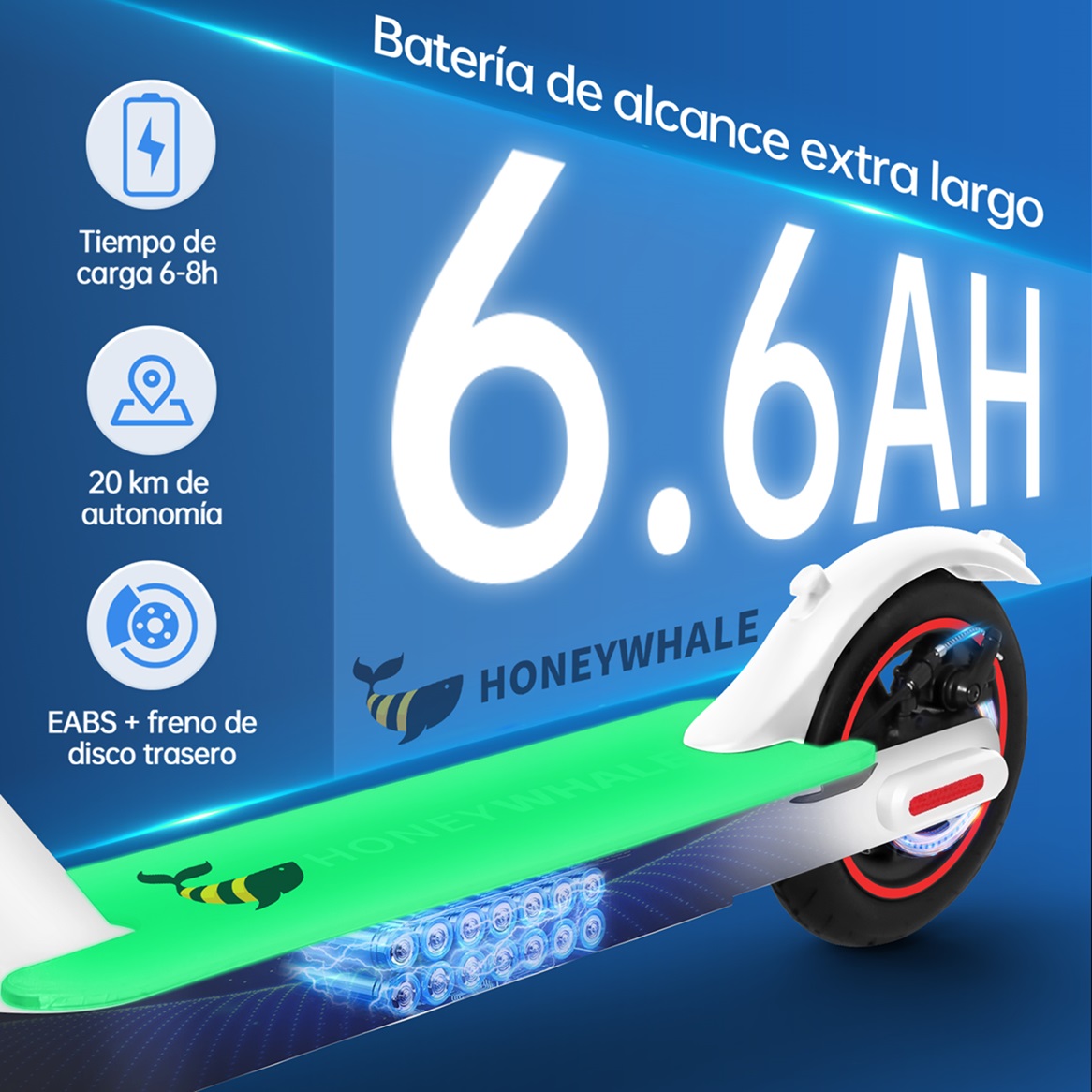 Foto 5 pulgar | Scooter Eléctrico Honey Whale S2 V2 Blanco