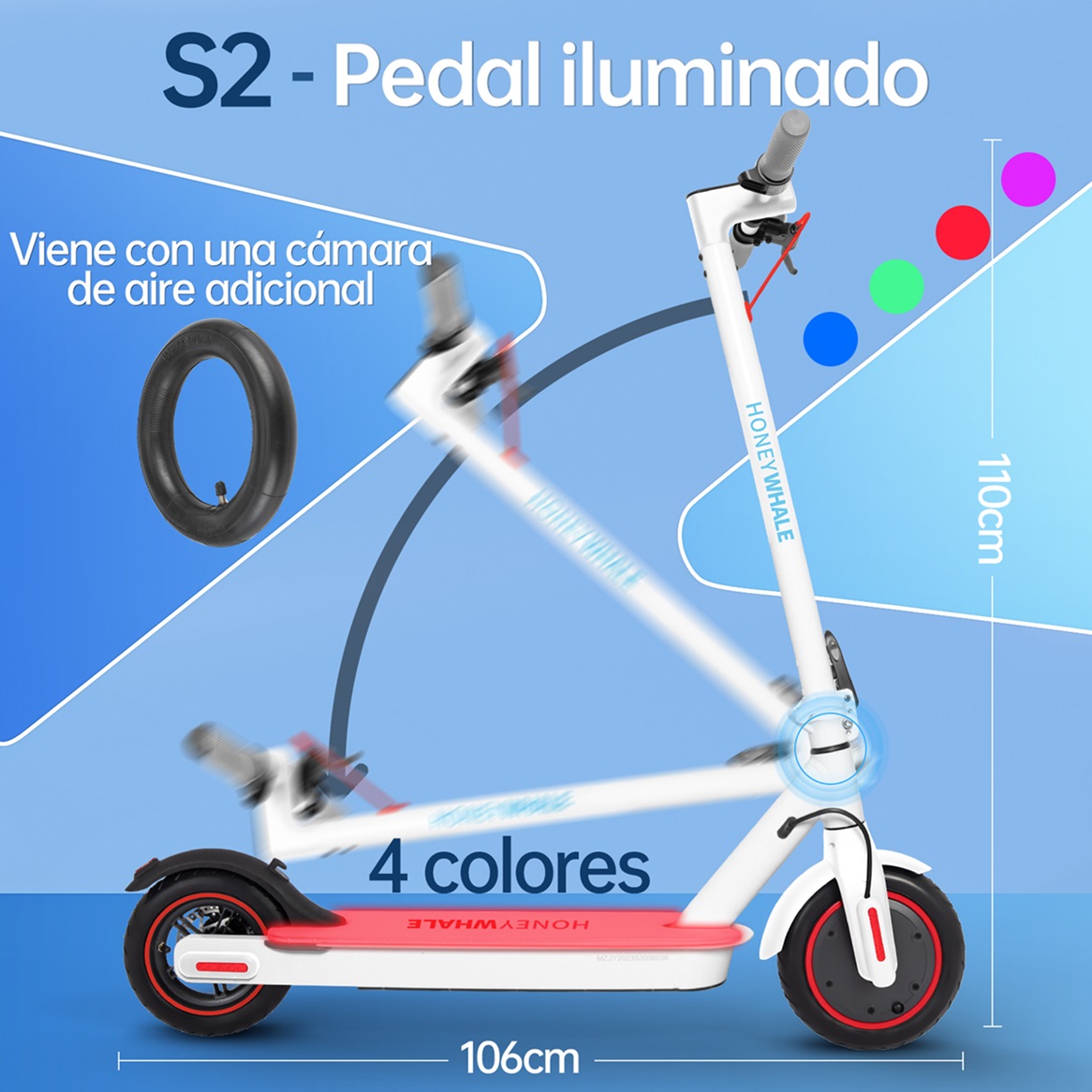 Foto 6 pulgar | Scooter Eléctrico Honey Whale S2 V2 Blanco