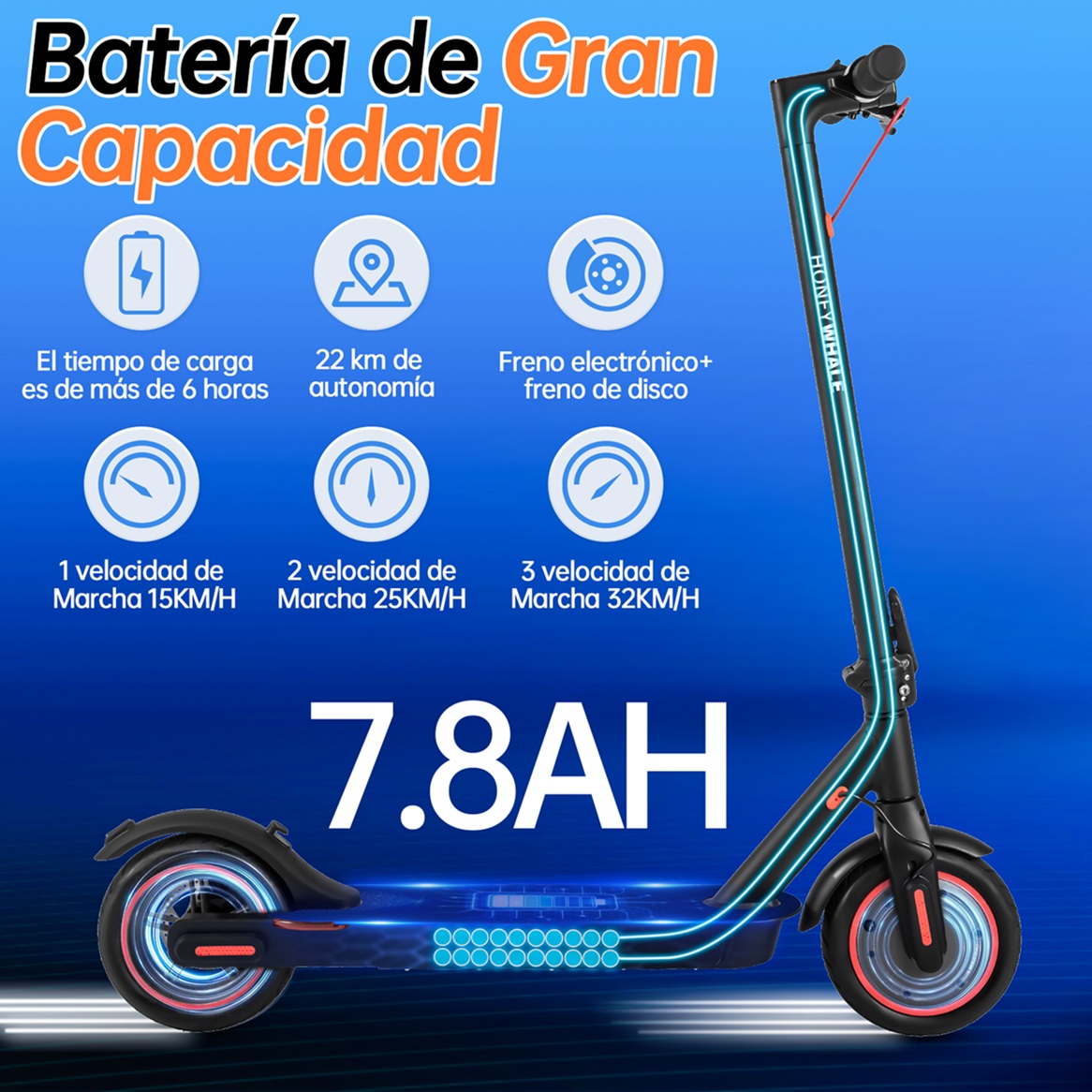 Foto 4 pulgar | Scooter Eléctrico Honey Whale E9 Pro V2 Negro