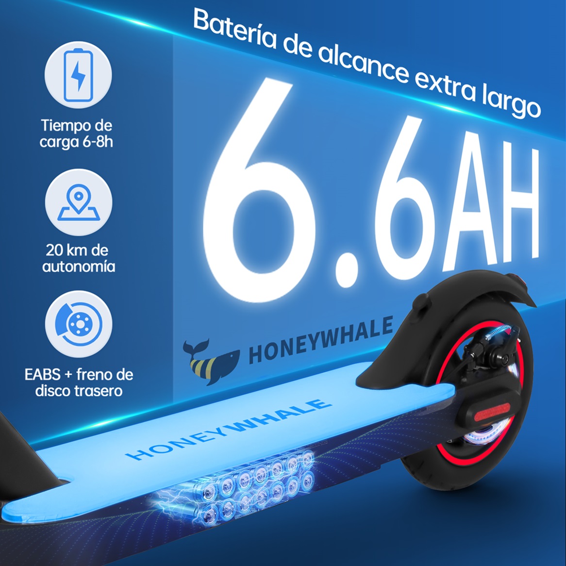 Foto 5 pulgar | Scooter Eléctrico Honey Whale S2 V2 Negro