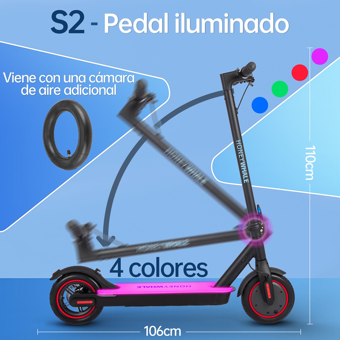 Foto 6 pulgar | Scooter Eléctrico Honey Whale S2 V2 Negro