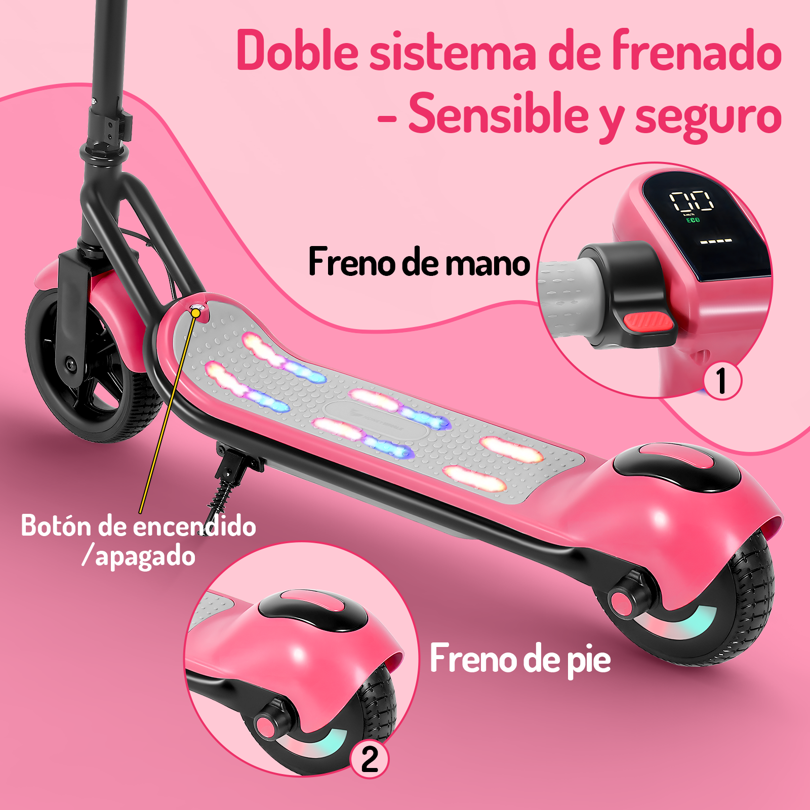 Foto 3 | Scooter Eléctrico Infantil Honey Whale E2 Rosa