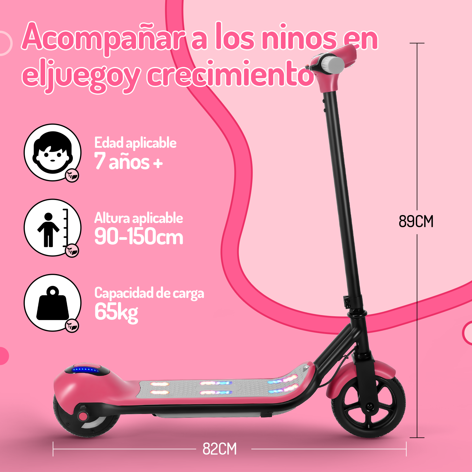 Foto 6 pulgar | Scooter Eléctrico Infantil Honey Whale E2 Rosa