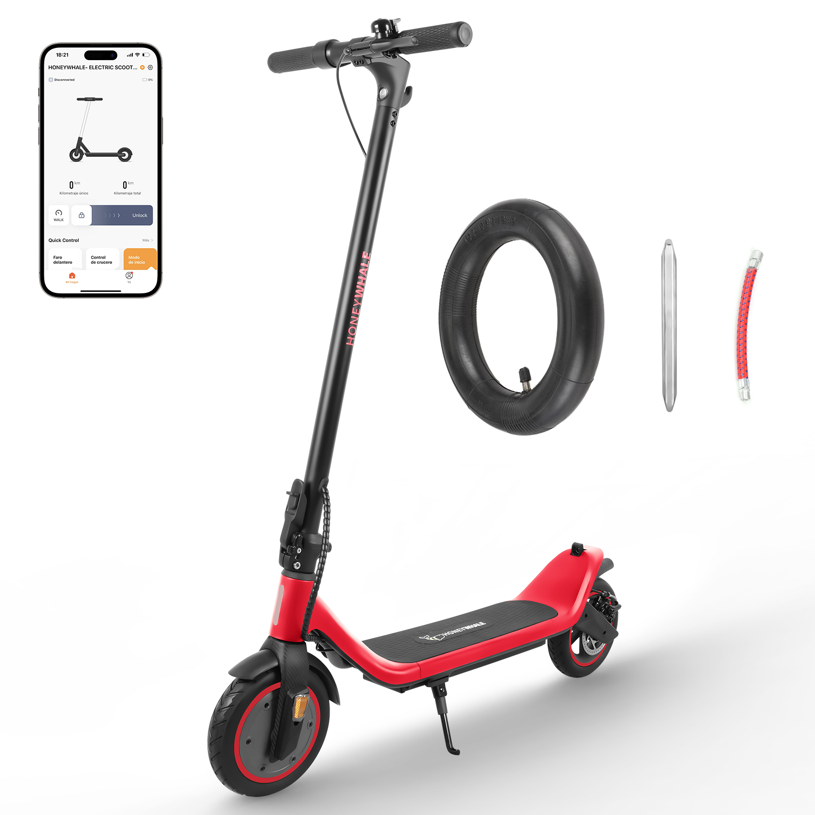 Scooter Eléctrico Honey Whale M1 Rojo