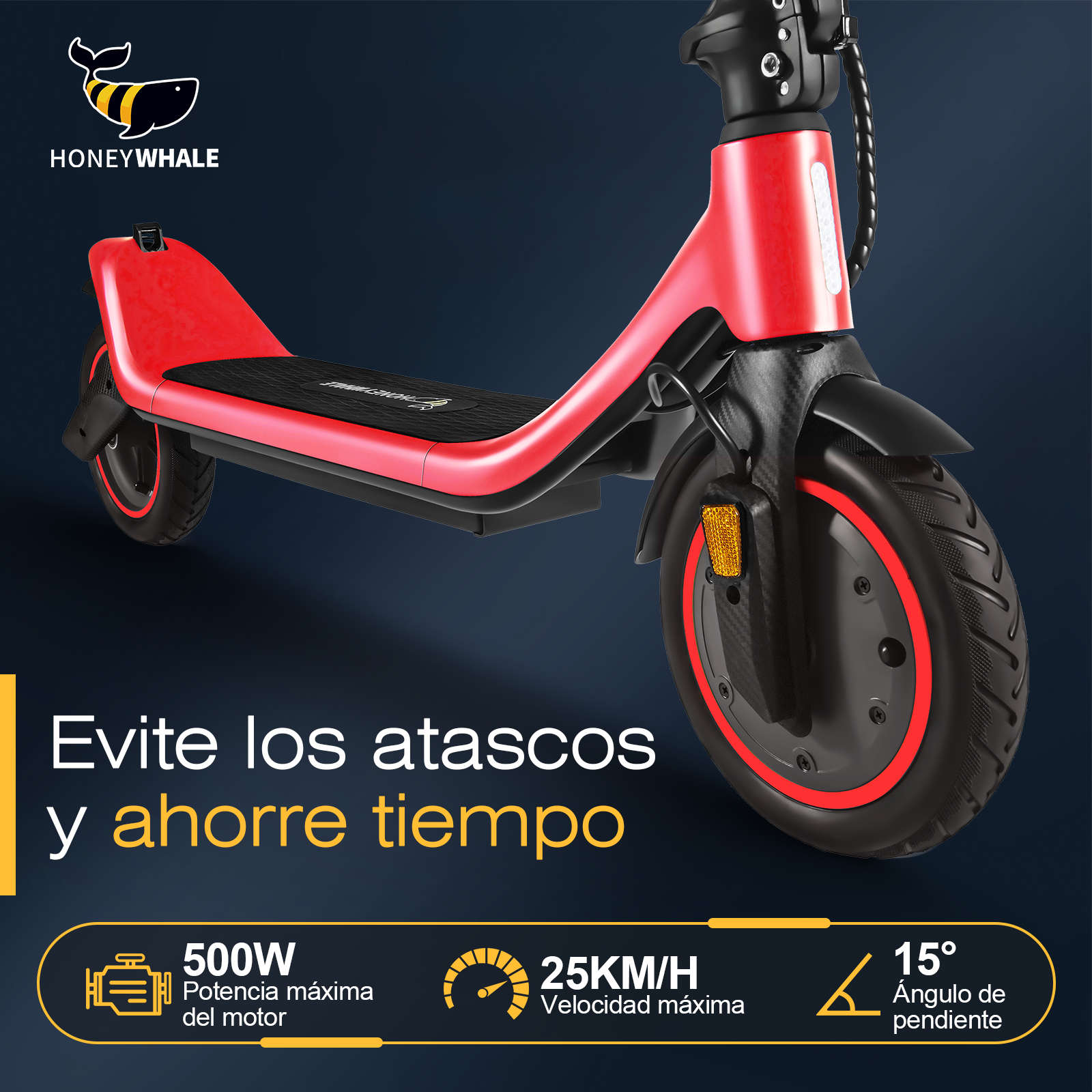 Foto 3 pulgar | Scooter Eléctrico Honey Whale M1 Rojo