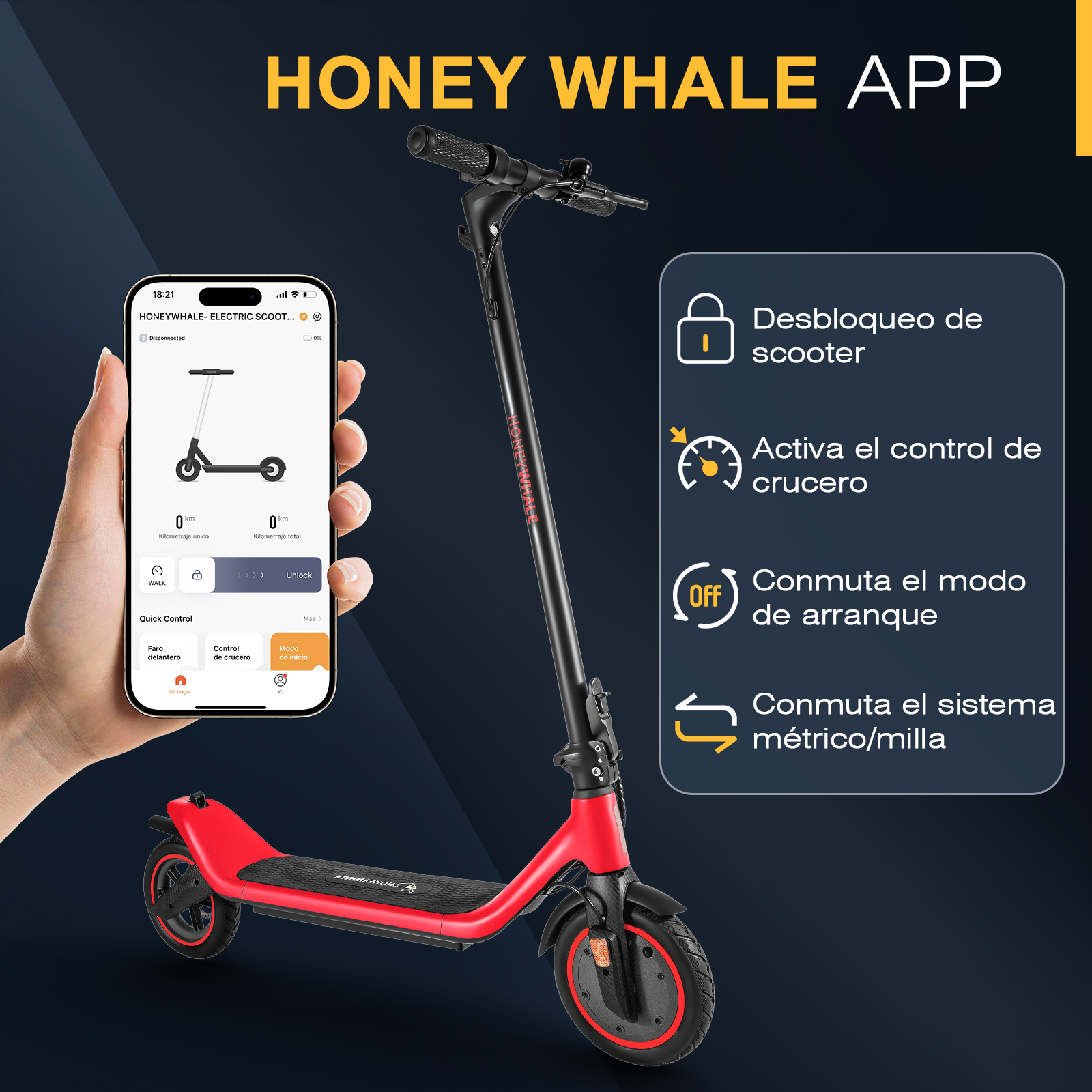 Foto 5 pulgar | Scooter Eléctrico Honey Whale M1 Rojo