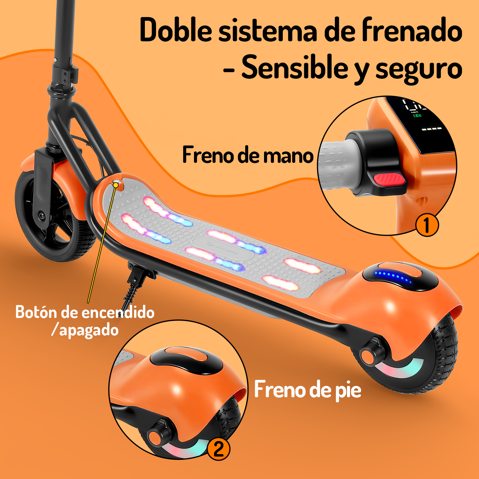 Foto 4 pulgar | Scooter Eléctrico Infantil Honey Whale E2 Naranja