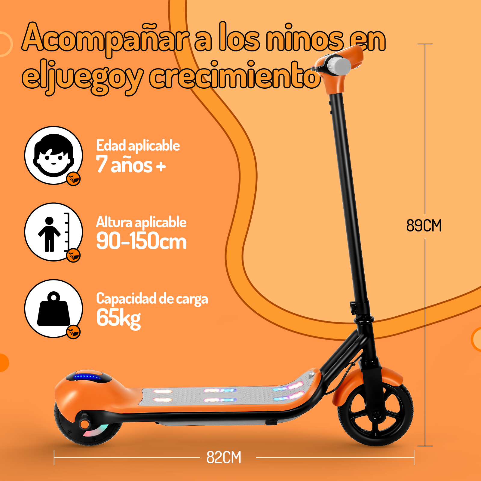 Foto 6 pulgar | Scooter Eléctrico Infantil Honey Whale E2 Naranja