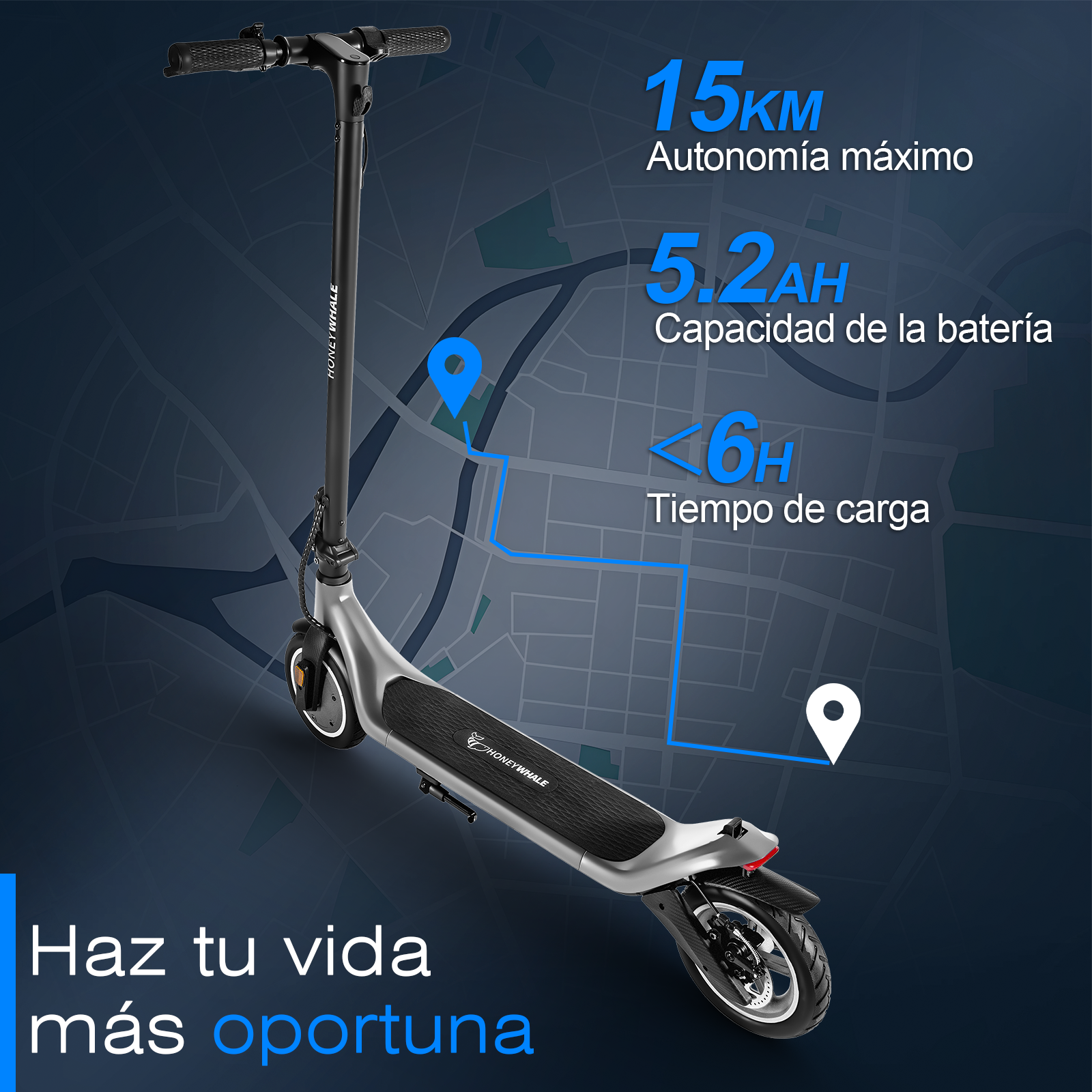 Foto 4 pulgar | Scooter Eléctrico Honey Whale M1 Gris