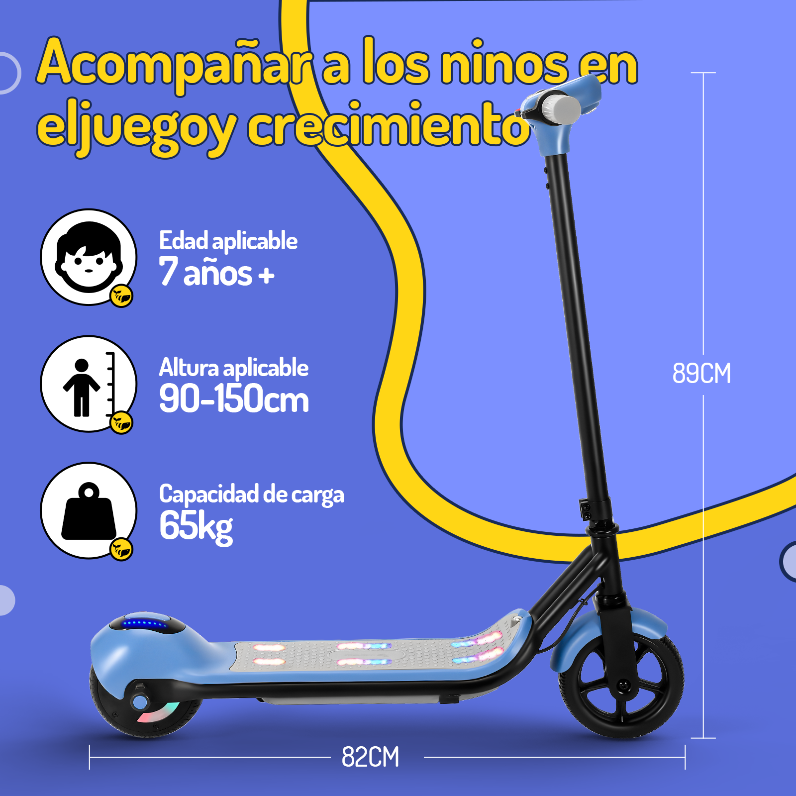 Foto 6 pulgar | Scooter Eléctrico Infantil Honey Whale E2 Azul