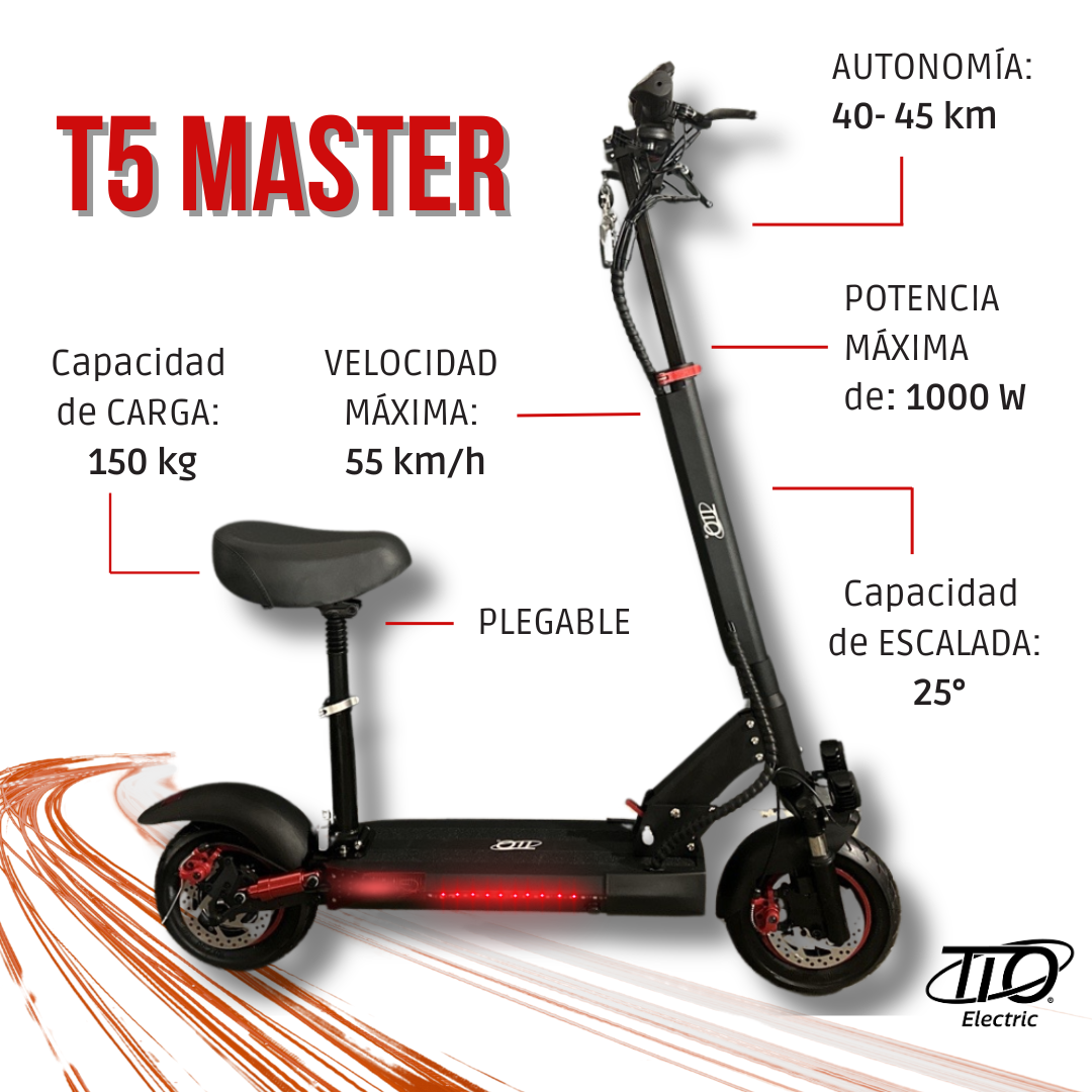 Foto 3 pulgar | Scooter Eléctrico Tio T5 Master 1000w Patín Eléctrico Adulto