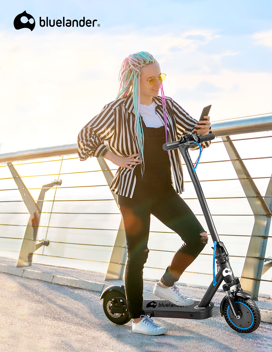 Foto 5 | Scooter E9 Max Eléctrico Plegable Con Luz Led Para Adulto Color Gris/azul  Bluelander