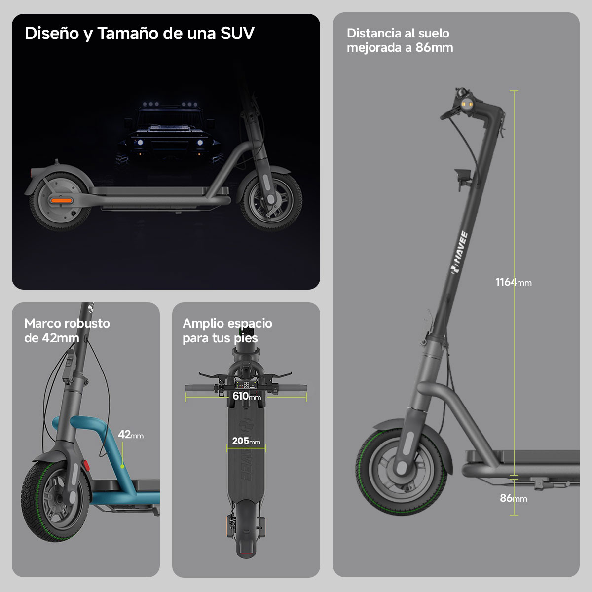 Foto 6 pulgar | Scooter Eléctrico Navee N65i 40km/h 65km 1000w Patín Eléctrico Plegable Para Adultos