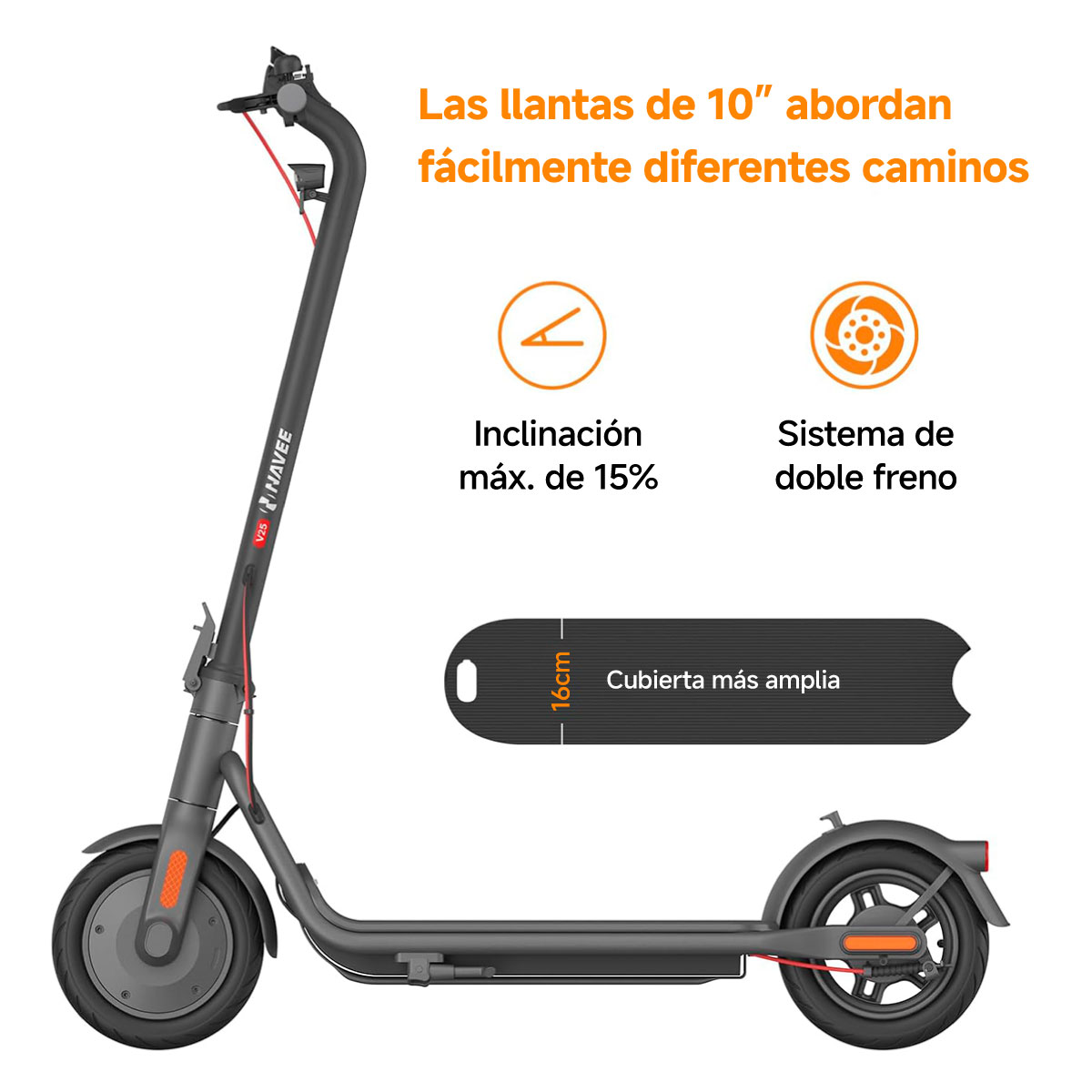 Foto 6 pulgar | Scooter Eléctrico Navee V25 Velocidad 25km/h Distancia 25km Plegable Patín Para Adultos